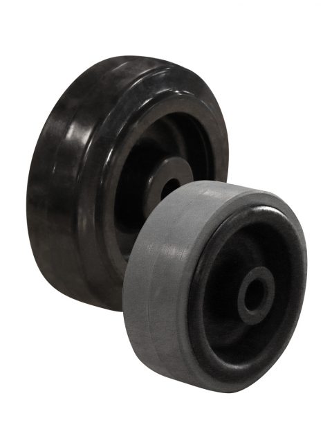 Varmebestandige, sorte eller grå gummihjul (60-80 kg)